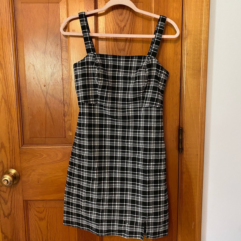 Hollister Black and White Plaid Mini Dress